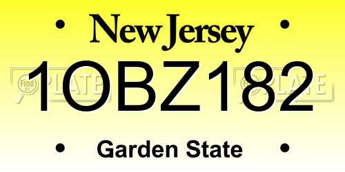 1OBZ182 New Jersey License Plate