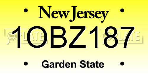 1OBZ187 New Jersey License Plate
