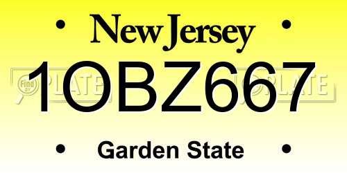 1OBZ667 New Jersey License Plate