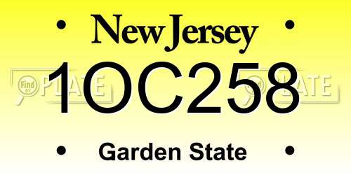 1OC258 New Jersey License Plate
