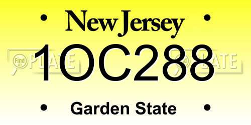 1OC288 New Jersey License Plate
