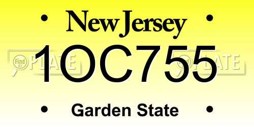 1OC755 New Jersey License Plate
