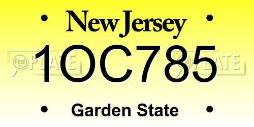 1OC785 New Jersey License Plate