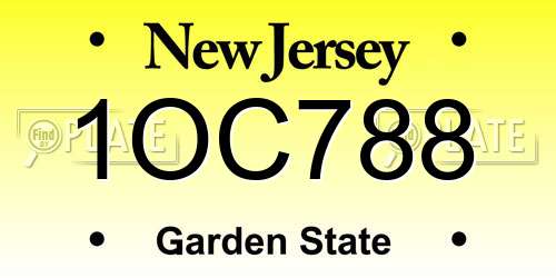 1OC788 New Jersey License Plate