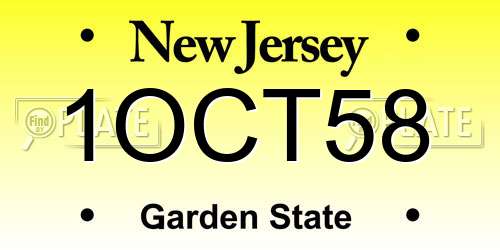 1OCT58 New Jersey License Plate