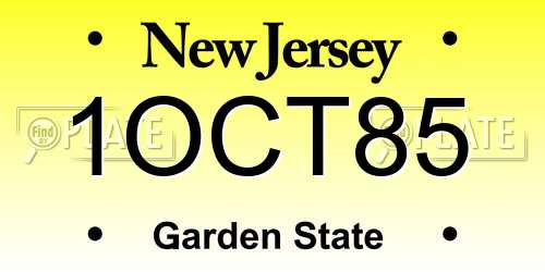 1OCT85 New Jersey License Plate