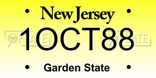 1OCT88 New Jersey License Plate