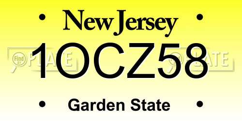 1OCZ58 New Jersey License Plate
