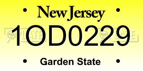 1OD0229 New Jersey License Plate