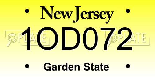 1OD072 New Jersey License Plate