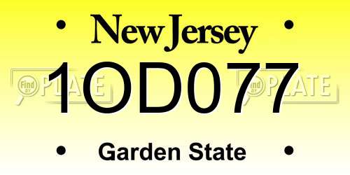1OD077 New Jersey License Plate
