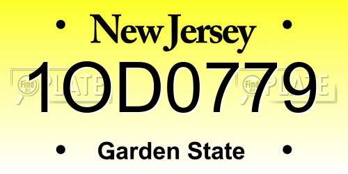 1OD0779 New Jersey License Plate