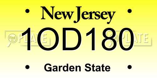 1OD180 New Jersey License Plate