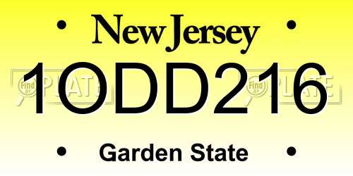 1ODD216 New Jersey License Plate
