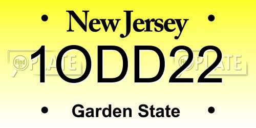 1ODD22 New Jersey License Plate
