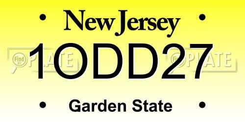 1ODD27 New Jersey License Plate