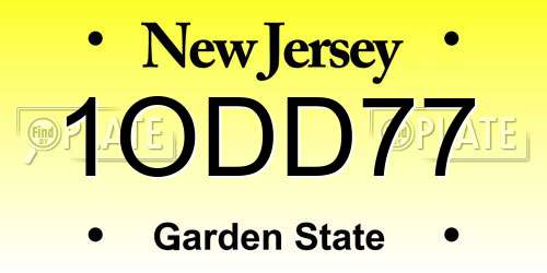 1ODD77 New Jersey License Plate