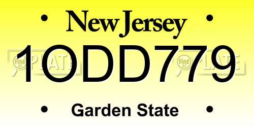 1ODD779 New Jersey License Plate