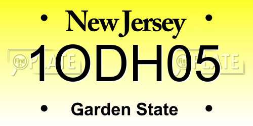 1ODH05 New Jersey License Plate