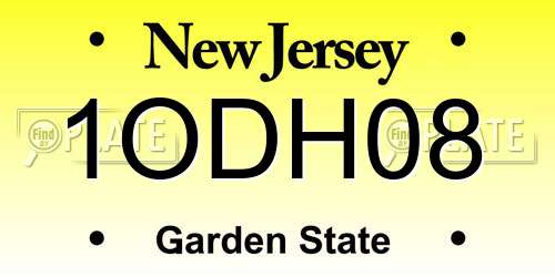 1ODH08 New Jersey License Plate