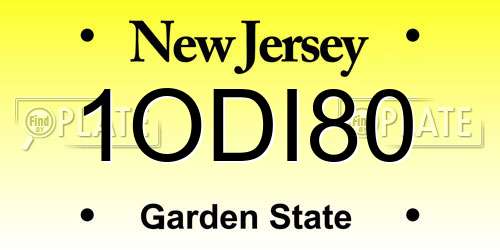 1ODI80 New Jersey License Plate