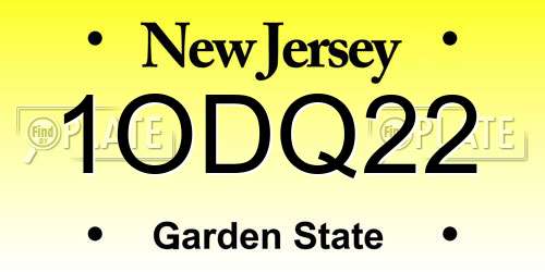 1ODQ22 New Jersey License Plate
