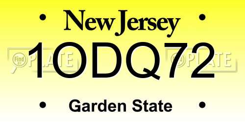 1ODQ72 New Jersey License Plate
