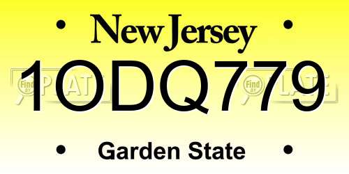 1ODQ779 New Jersey License Plate