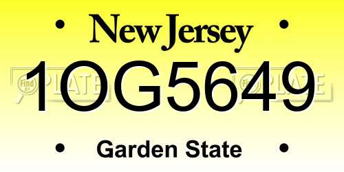 1OG5649 New Jersey License Plate