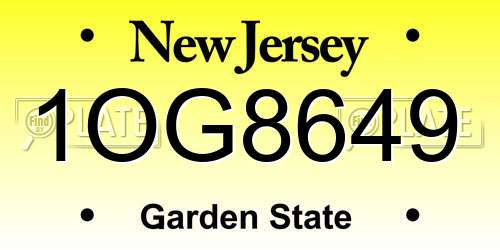 1OG8649 New Jersey License Plate