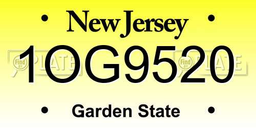 1OG9520 New Jersey License Plate