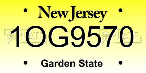 1OG9570 New Jersey License Plate