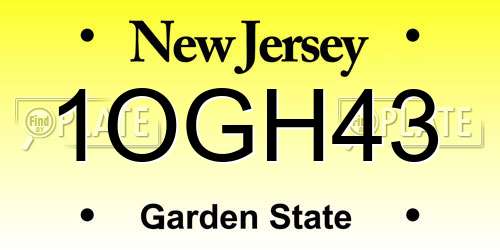 1OGH43 New Jersey License Plate