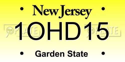 1OHD15 New Jersey License Plate