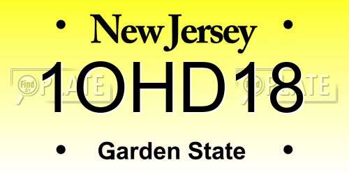 1OHD18 New Jersey License Plate
