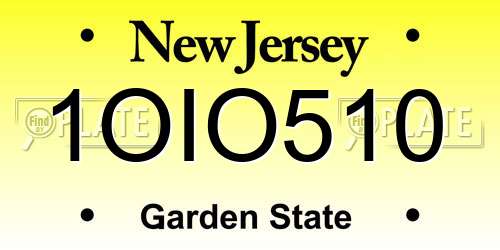 1OIO510 New Jersey License Plate