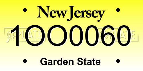 1OO0060 New Jersey License Plate