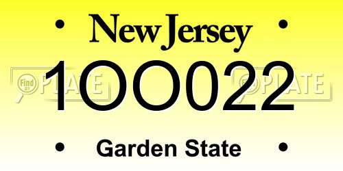 1OO022 New Jersey License Plate