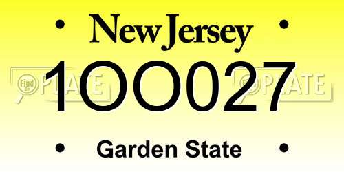 1OO027 New Jersey License Plate