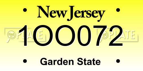 1OO072 New Jersey License Plate
