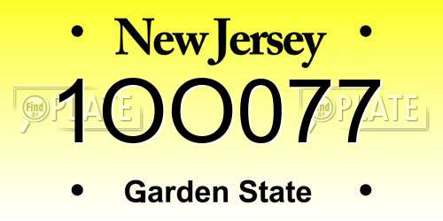 1OO077 New Jersey License Plate