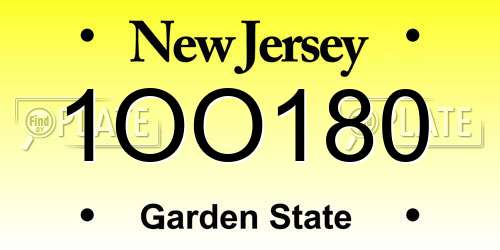 1OO180 New Jersey License Plate