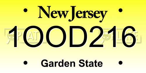 1OOD216 New Jersey License Plate