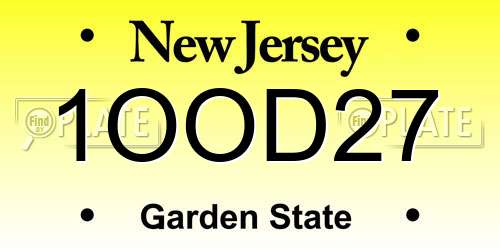 1OOD27 New Jersey License Plate