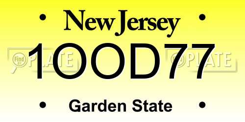 1OOD77 New Jersey License Plate