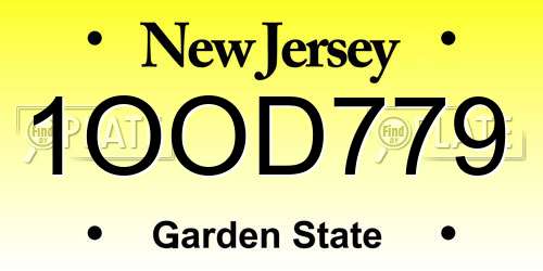 1OOD779 New Jersey License Plate