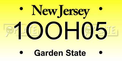 1OOH05 New Jersey License Plate