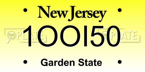 1OOI50 New Jersey License Plate