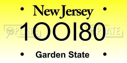 1OOI80 New Jersey License Plate