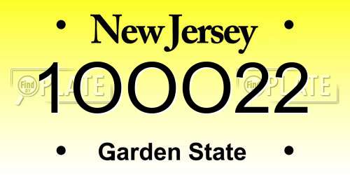 1OOO22 New Jersey License Plate